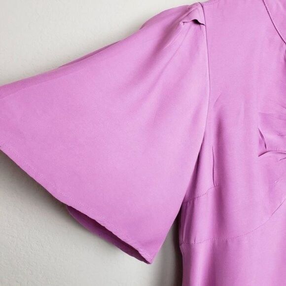 Free People Ruched Mock Neck Flutter Sleeves dress size 4 - Picture 7 of 14